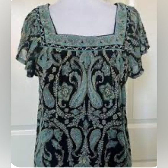 Apt. 9 Women's Paisley Blouse - Black and Green, Sz M - Picture 8 of 8